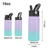 Picture of BJPKPK Insulated Water Bottles with Straw Lid, 18oz Stainless Steel Metal Water Bottle, Cold & Hot Water Bottle with 3 Lids, Leak Proof BPA Free Travel Cup, Wide Mouth Flasks, Thermos -Oasis