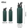 Picture of BJPKPK Insulated Water Bottles with Straw Lid, 40oz Large Water Bottle, Stainless Steel Metal Water Bottle with 3 Lids, Reusable Thermos Bottle, Cold & Hot Water Bottle for Sports, Gym-Army Green