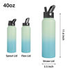 Picture of BJPKPK Insulated Water Bottles with Straw Lid, 40oz Large Water Bottle, Stainless Steel Metal Water Bottle with 3 Lids, Reusable Thermos Bottle, Cold & Hot Water Bottle for Sports, Gym-Mint