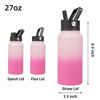 Picture of BJPKPK Insulated Water Bottles with Straw Lid, 27oz Stainless Steel Water Bottle with 3 Lids, Leak Proof BPA Free Metal Thermos Mug, Sports Water Bottle Keep Cold & Hot-Cherry