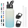 Picture of BJPKPK Insulated Water Bottles with Straw Lid, 27oz Stainless Steel Water Bottle with 3 Lids, Leak Proof BPA Free Metal Thermos Mug, Sports Water Bottle Keep Cold & Hot-Mint