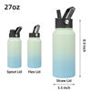 Picture of BJPKPK Insulated Water Bottles with Straw Lid, 27oz Stainless Steel Water Bottle with 3 Lids, Leak Proof BPA Free Metal Thermos Mug, Sports Water Bottle Keep Cold & Hot-Mint