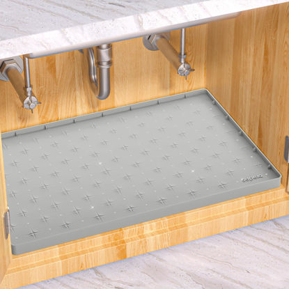 Picture of Sdpeia Waterproof Under Sink Mat for Kitchen and Bathroom - Protects Cabinets from Leaks 31 x 22 inches Kitchen Cabinet Liner Shelf Liner(Rock Grey)