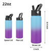 Picture of BJPKPK Insulated Water Bottles with Straw Lid, 22oz Cold & Hot Water Bottle, Stainless Steel Metal Water Bottle with 3 Lids, Reusable Thermos, Cups, Mugs for Daily Water Intake-Ocean Dream