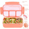 Picture of Bento Box Adult Lunch Box, Lunch Containers for Kids Girls Boys with 4 Compartments, Lunchable Food Container with Utensils, Sauce Jar, Muffin Liners, 40 Oz/5 Cup, Microwave & Dishwasher Safe, Pink