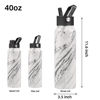 Picture of BJPKPK Insulated Water Bottles with Straw Lid, 40oz Stainless Steel Water Bottles with 3 Lids, Large Metal Water Bottle, BPA Free Leakproof Thermos Water Bottle for Sports & Gym- Marble Frozen