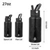 Picture of BJPKPK Insulated Water Bottles with Straw Lid, 27oz Stainless Steel Water Bottle with 3 Lids, Leak Proof BPA Free Metal Thermos Mug, Sports Water Bottle Keep Cold & Hot-Midnight
