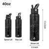 Picture of BJPKPK Insulated Water Bottles with Straw Lid, 40oz Large Water Bottle, Stainless Steel Metal Water Bottle with 3 Lids, Reusable Thermos Bottle, Cold & Hot Water Bottle for Sports, Gym-Midnight