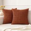 Picture of MIULEE Pack of 2 Corduroy Decorative Throw Pillow Covers 18x18 Inch Soft Boho Striped Fall Pillow Covers Modern Farmhouse Home Decor for Sofa Living Room Couch Bed Dark Rust