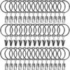 Picture of AMZSEVEN 40 Pack Curtain Rings with Clips, Drapery Clips with Rings, Drapes Rings 1.26 in Interior Diameter, Fits up to 1 Inch Curtain Rod, Silver