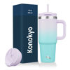 Picture of Konokyo 30 oz Tumbler with Handle and 2 Straws,2 in 1 Lid Insulated Water Bottle Stainless Steel Travel Coffee Mug,Oasis