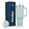 Picture of Konokyo 40 oz Tumbler with Handle and 2 Straws,2 in 1 Lid Insulated Water Bottle Stainless Steel Travel Coffee Mug,Blue Haze