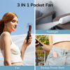 Picture of JISULIFE Handheld Mini Fan, 3 IN 1 Hand Fan, USB Rechargeable Small Pocket Fan [12-19 Working Hours] with Power Bank, Flashlight, Portable Fan for Travel/Summer/Concerts/Lash, Gifts for Women(Brown)