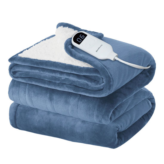 Picture of Bedsure Electric Blanket Full Size - Soft Flannel Heated Blanket, Fast Heating with 10 Time Settings & 6 Heat Settings, Warm Gift for Grandma (72x84 inches, Blue)
