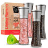 Picture of HOME EC Original Stainless Steel Salt and Pepper Grinder Set - Adjustable Ceramic Sea Salt Grinder & Pepper Grinder - Tall Glass Salt and Pepper Shakers - Pepper Mill & Salt Mill (Clear Glass, 4pk)