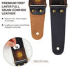 Picture of Nefelibata Guitar Strap, Sun Embroidered Cotton Guitar Strap with Head Cowhide Leather Ends for Bass, Electric and Acoustic Guitars, Free Strap Button, 1 Pair of Strap Locks and 4 Guitar Picks