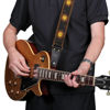 Picture of Nefelibata Guitar Strap, Sun Embroidered Cotton Guitar Strap with Head Cowhide Leather Ends for Bass, Electric and Acoustic Guitars, Free Strap Button, 1 Pair of Strap Locks and 4 Guitar Picks