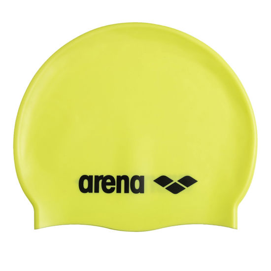 Picture of Arena Classic Unisex Soft Silicone Swim Cap for Women and Men, Intensive Training and Racing Comfortable Non-Slip Long Hair Swimming Hat, Light Yellow