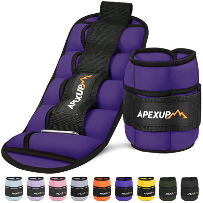 Picture of APEXUP 10lbs/Pair Adjustable Ankle Weights for Women and Men, Modularized Leg Weight Straps for Yoga, Walking, Running, Aerobics, Gym (Purple)