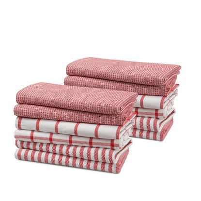 Picture of Kitchen Towels Set - Pack of 12 100% Cotton Dish Towels for Drying Dishes, 18”x 28”, Kitchen Hand Towels, Absorbent Tea Towels, Premium Dish Towels for Kitchen, Quick Drying - Christmas Red