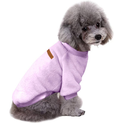 Picture of Jecikelon Pet Dog Clothes Dog Sweater Soft Thickening Warm Pup Dogs Shirt Winter Puppy Sweater for Dogs (Z01-Purple, Small)