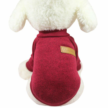 Picture of Jecikelon Dog Clothes Dogs Sweater Soft Puppies Clothing Winter Puppy Sweaters Warm Outfit for Dogs Small XXS XS Cat Apparel (Medium, Wine)