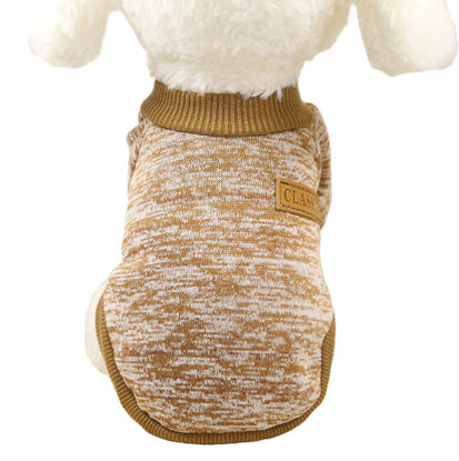 Picture of Jecikelon Dog Clothes Dogs Sweater Soft Puppies Clothing Winter Puppy Sweaters Warm Outfit for Dogs Small XXS XS Cat Apparel (XX-Small, Khaki)