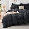 Picture of HYMOKEGE Black Full Size Comforter Sets Seersucker 7 Pieces, All Season Luxury Bed in a Bag for Bedroom, Bedding Set with Comforters, Sheets, Pillowcases & Shams