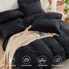 Picture of HYMOKEGE Black Full Size Comforter Sets Seersucker 7 Pieces, All Season Luxury Bed in a Bag for Bedroom, Bedding Set with Comforters, Sheets, Pillowcases & Shams