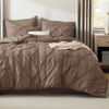 Picture of Bedsure Queen Comforter Set Brown - Bed in a Bag Queen Size 7 Pieces, GentleSoft™ Pintuck Bed Set Gift for Family, Pinch Pleat Brown Comforter with Sheets, Pillowcases & Shams