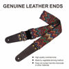 Picture of Nefelibata Guitar Strap, Vintage Jacquard Weave Cotton Guitar Straps with Genuine Leather Ends for Bass, Electric & Acoustic Guitars, Free Strap Button, 2 Strap Locks and 4 Guitar Picks