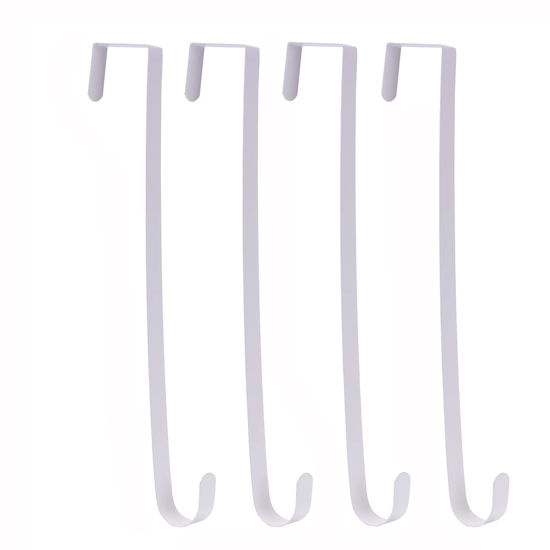 Picture of Sattiyrch 15" Wreath Hanger for Front Door,Steel Over The Door Wreath Hooks, White (4)
