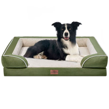 Picture of Comfort Expression Waterproof Dog Beds for Large Dogs, Orthopedic Large Breed Dog Beds, Comfy Pet Bed Sofa with Washable Removable Cover & Non-Slip Bottom(Large,Light Green)