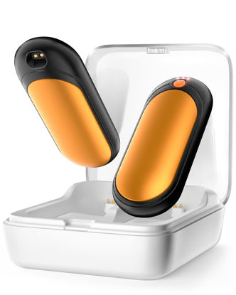 Picture of 2 Pack 14000mAh Hand Warmers Rechargeable with AI Charging Case, Portable Electric Handwarmers, Reusable Pocket Heater Great for, Hunting, Golf, Camping, Raynauds, Christmas Outdoor, Women Men Gifts
