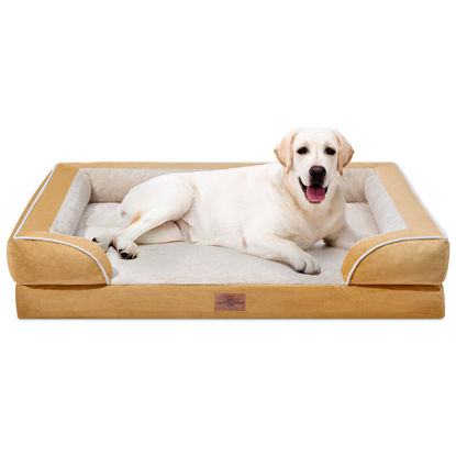 Picture of Comfort Expression Jumbo Dog Bed Orthopedic Foam, Waterproof Dog Bed for Jumbo Breed Dogs, PV Washable Dog Sofa Bed with Removable Cover & Non-Slip Bottom(Jumbo,Khaki)