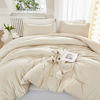Picture of Litanika Queen Comforter Set Beige, 3 Pieces Lightweight Fluffy Solid Bedding Comforter Set, Down Alternative Comforter All Season Bed Set Gift Choice