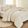 Picture of Litanika Queen Comforter Set Beige, 3 Pieces Lightweight Fluffy Solid Bedding Comforter Set, Down Alternative Comforter All Season Bed Set Gift Choice