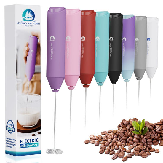 Picture of Powerful Milk Frother Handheld Foam Maker, Mini Whisk Drink Mixer for Coffee, Cappuccino, Latte, Matcha, Hot Chocolate, No Stand, Light Purple