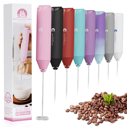 Picture of Powerful Milk Frother Handheld Foam Maker, Mini Whisk Drink Mixer for Coffee, Cappuccino, Latte, Matcha, Hot Chocolate, No Stand, Pink