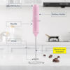 Picture of Powerful Milk Frother Handheld Foam Maker, Mini Whisk Drink Mixer for Coffee, Cappuccino, Latte, Matcha, Hot Chocolate, No Stand, Pink