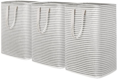 Picture of Lifewit 3 Packs Freestanding Laundry Hamper, Collapsible Waterproof Large Laundry Basket with Easy Carry Extended Handles for Clothes, Towels, Grey, 3 x 80L