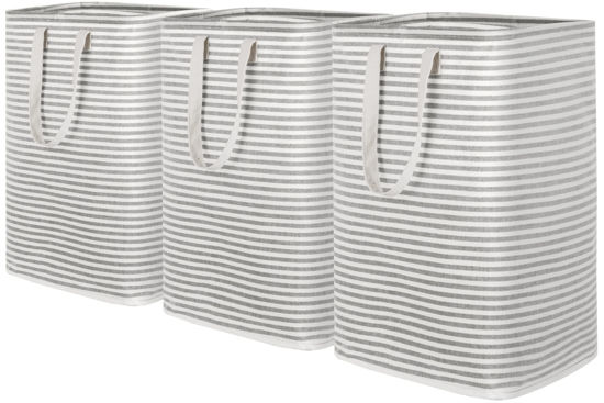 Picture of Lifewit 3 Packs Freestanding Laundry Hamper, Collapsible Waterproof Large Laundry Basket with Easy Carry Extended Handles for Clothes, Towels, Grey, 3 x 80L