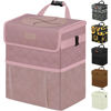 Picture of Vankor Car Trash Can for Car Cute, Car Trash Bag Bin Hanging Waterproof Automotive Car Garbage Cans Leak Proof Vehicle Trash Can Diamond Pattern-Pink