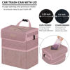 Picture of Vankor Car Trash Can for Car Cute, Car Trash Bag Bin Hanging Waterproof Automotive Car Garbage Cans Leak Proof Vehicle Trash Can Diamond Pattern-Pink