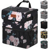 Picture of Vankor 3 Gallons Car Trash Can with Lid, Car Trash Bag Bin Hanging Waterproof Automotive Car Garbage Cans Leak Proof Vehicle Trash Can Black Floral