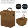 Picture of Vankor Car Trash Can for Car Cute, Car Trash Bag Bin Hanging Waterproof Automotive Car Garbage Cans Leak Proof Vehicle Trash Can Diamond Pattern-Brown