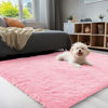 Picture of OLANLY 3x5 Machine Washable Small Bedside Rug, Soft Fluffy Shaggy Rugs for Living Room, Bedroom, Indoor Floor Carpet for Kids Girls and Boys, Preppy Dorms, Nursery, Home Decor Aesthetic, Pink