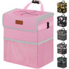 Picture of Vankor 3 Gallons Car Trash Can with Lid, Car Trash Bag Bin Hanging Waterproof Automotive Car Garbage Cans Leak Proof Vehicle Trash Can Pink