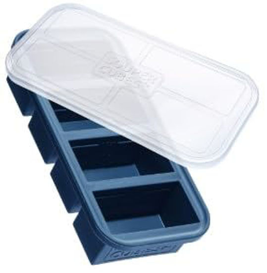 Picture of Souper Cubes 1 Cup Silicone Freezer Molds With Lids - Easy Meal Prep Container and Freezer Soup Mold Silicone Freezer Trays With Lid for Food, Soup, Desserts and More - Blueberry - 1-Pack