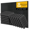 Picture of Acoustic Foam Panels 12 Pack 2" x 12"x 12" Pyramid Saiqiang Sound Panels Noise Reducing for Walls Black Soundproof Foam Absorbing Fire-Resistant Soundproofing High Density for Studio, Gaming Room